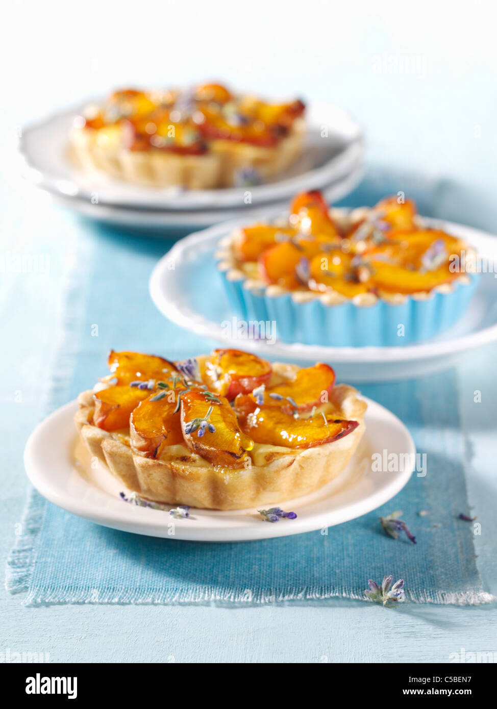 Little apricot tarts with vanilla cream Stock Photo Alamy