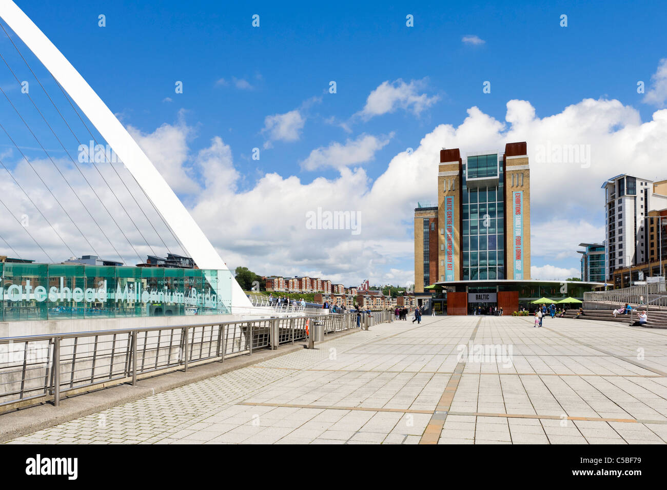 The Millennium Bridge and Baltic Centre for Contemporary Arts, Quayside, Gateshead, Tyne and Wear, UK Stock Photo