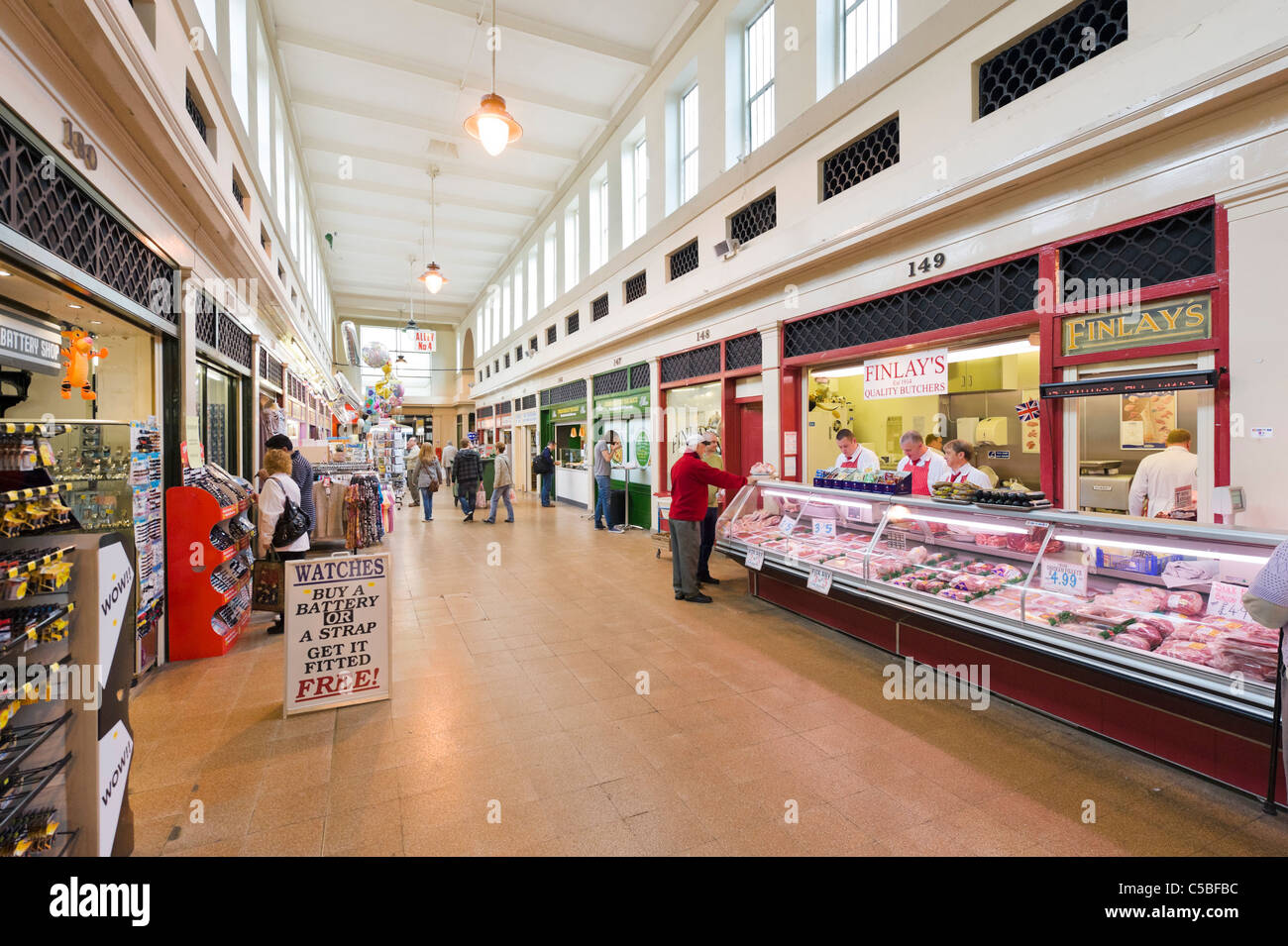 Interior of the historic Grainger Market, Grainger Town, Newcastle upon Tyne, Tyne and Wear, UK Stock Photo