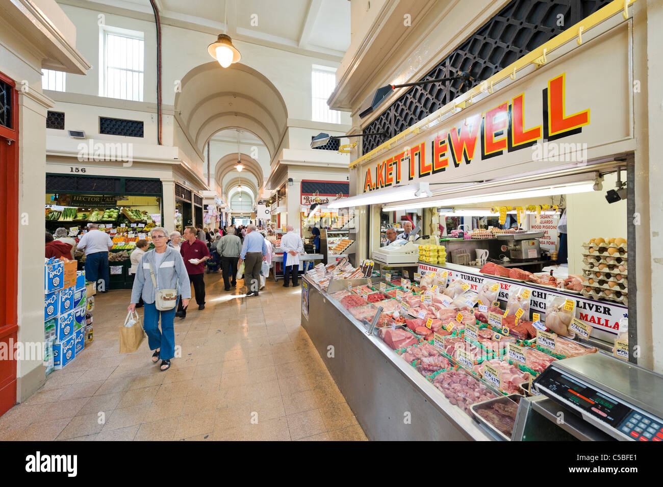 Butchers stall in the historic Grainger Market, Grainger Town