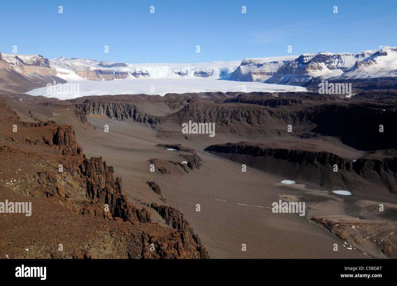 Upper Wright Glacier above Don Juan Pond near Lake Vanda in McMurdo Dry Valleys Ross Sea Antarctica Stock Photo