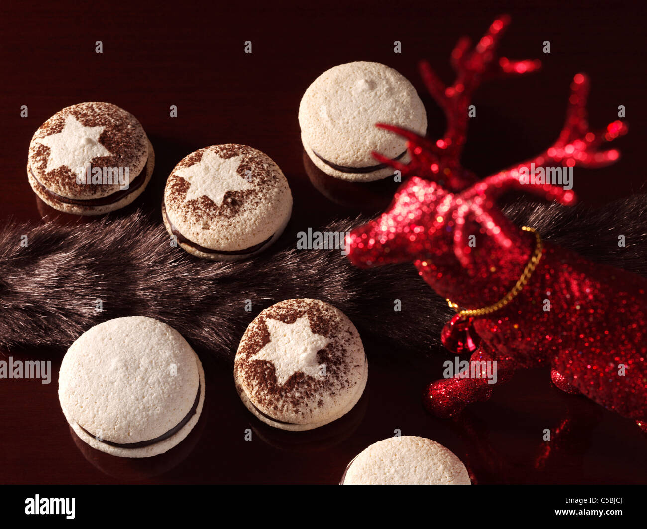 Almond macaroons with chocolate Stock Photo