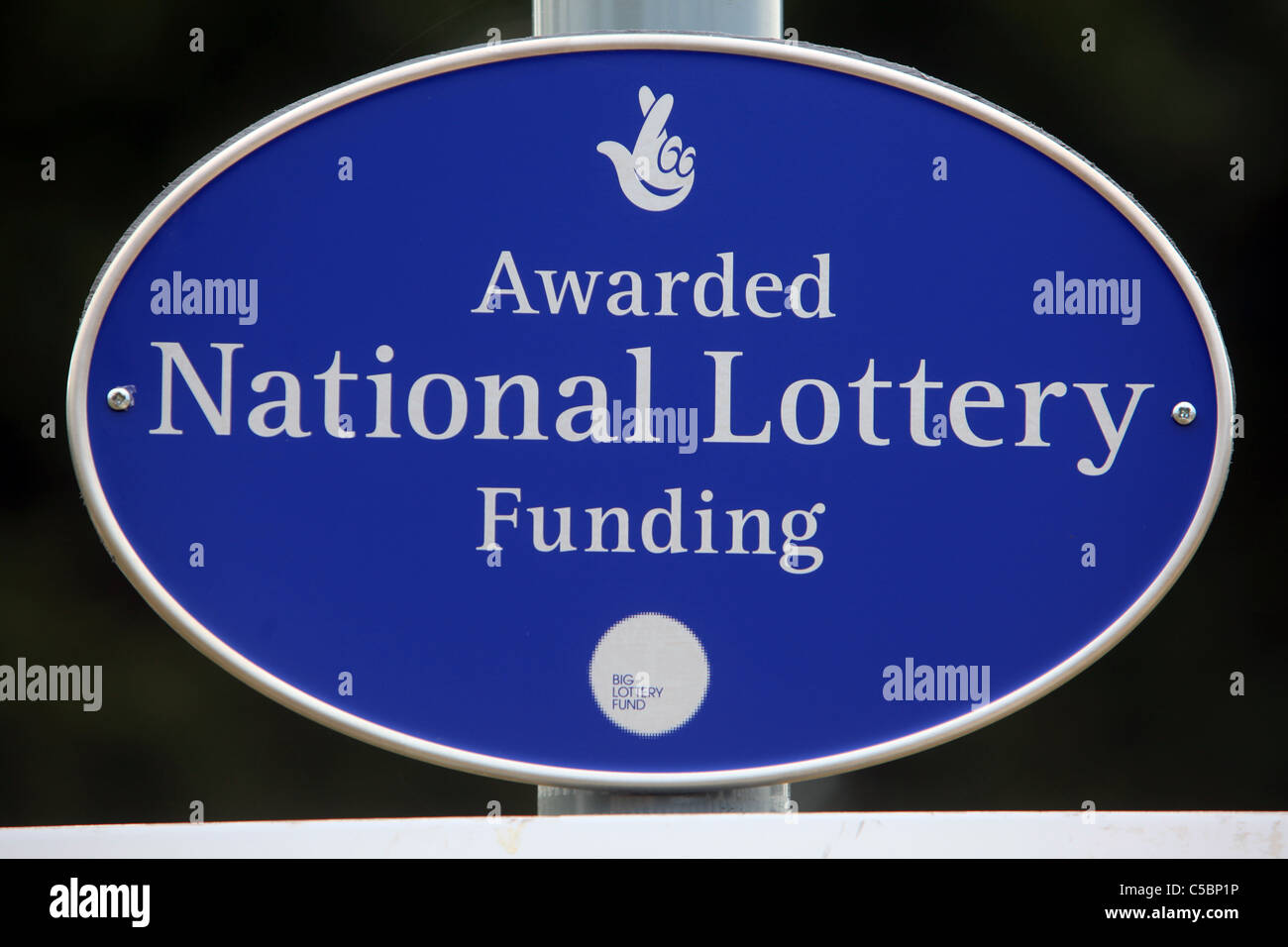 National Lottery Awarded Funding signage, UK Stock Photo