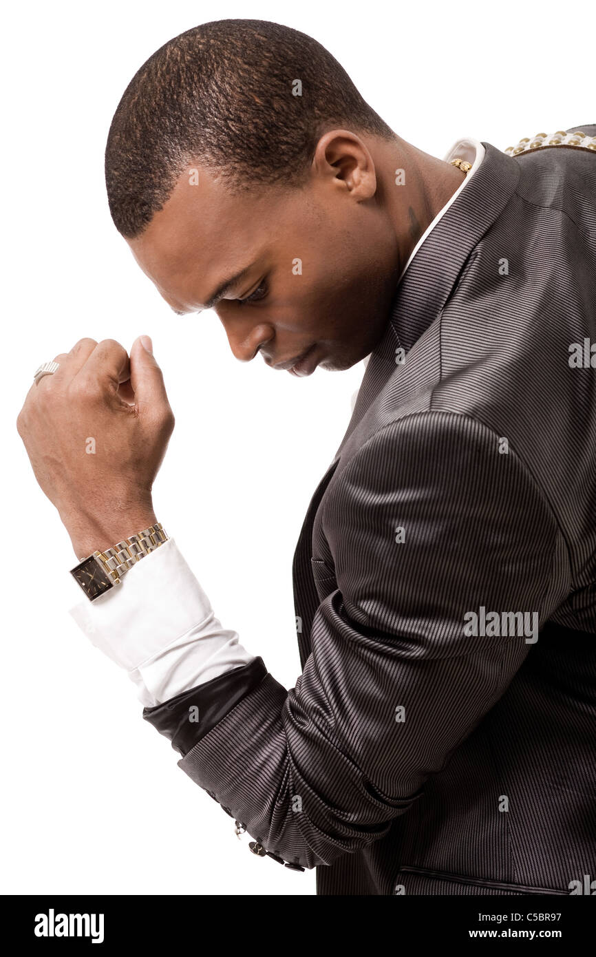 young afro-american business man on isolated white background Stock Photo