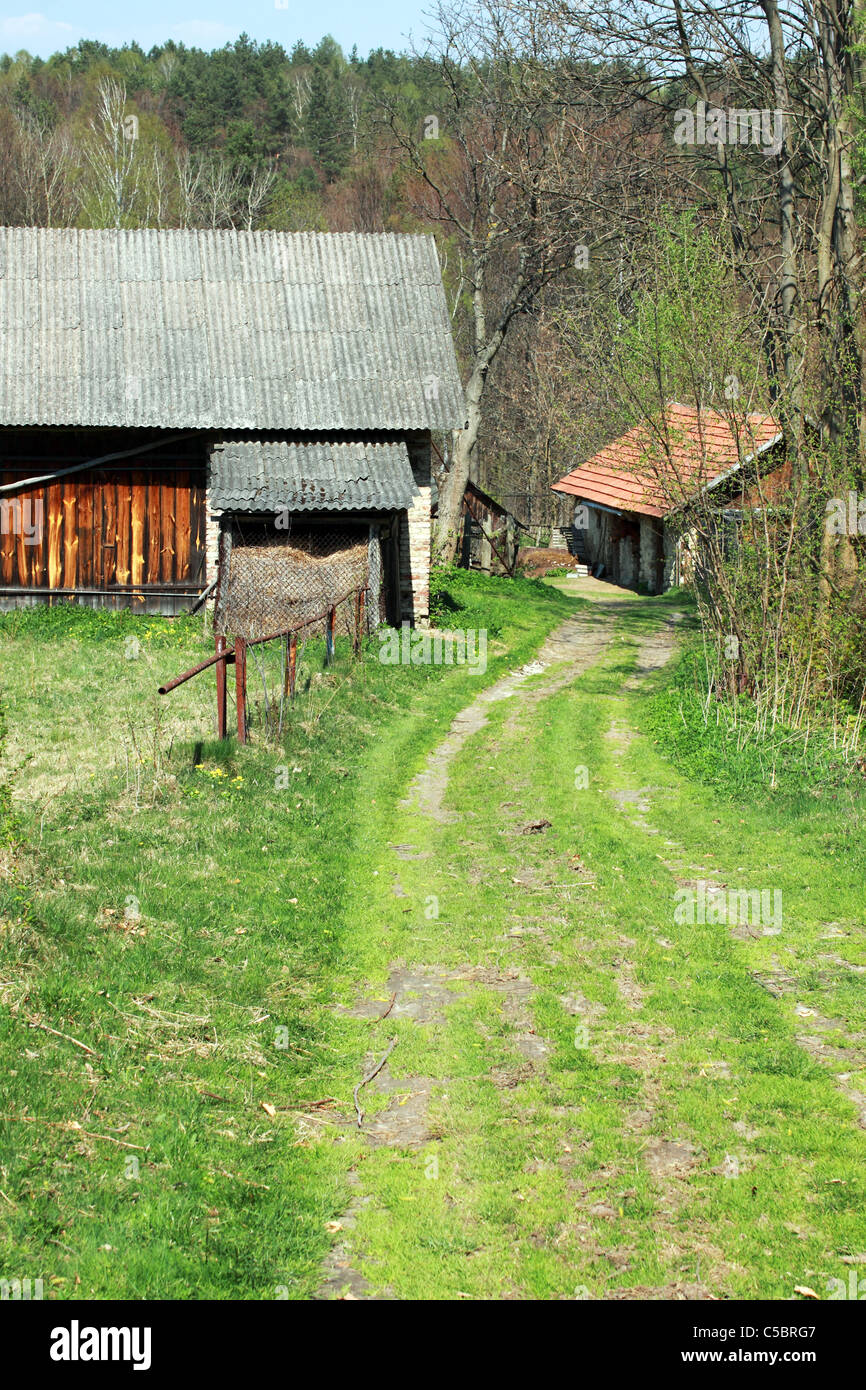 rural landscape with farm buildings and road Stock Photo - Alamy