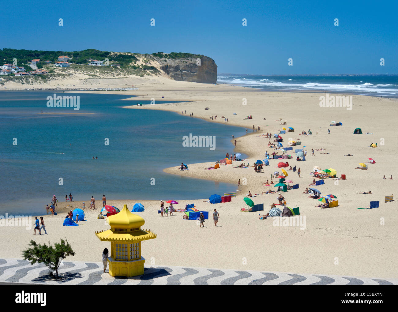 Portugal, the Costa da Prata, Foz do Arelho beach and lagoon Stock Photo
