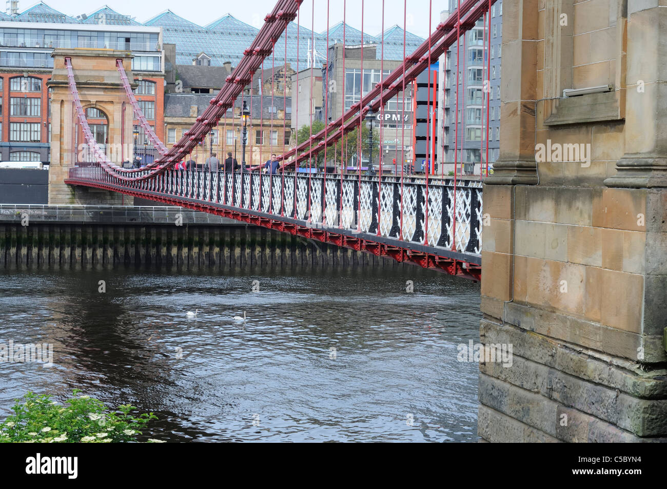 The St. Andrews Suspension Bridge is situated at Glasgow Green in Glasgow City Centre Scotland Stock Photo
