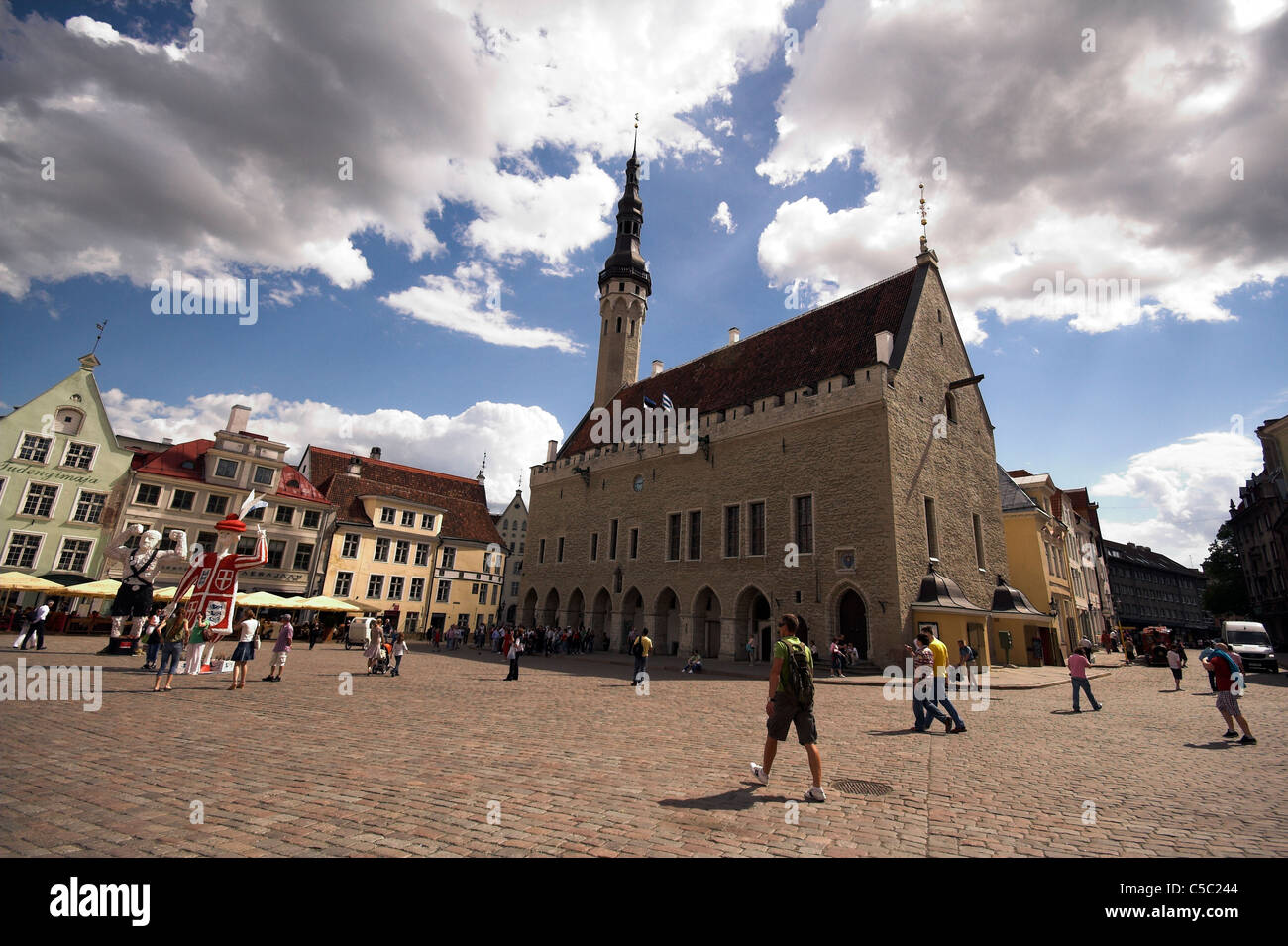 Town Hall building, Town Hall Square in the Old Town, Tallinn, Estonia Stock Photo