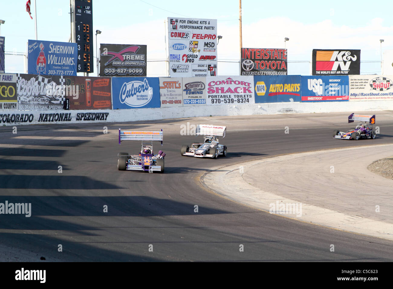 Denver, Colorado John Pickard in ERA Supermodified race car 2 leads