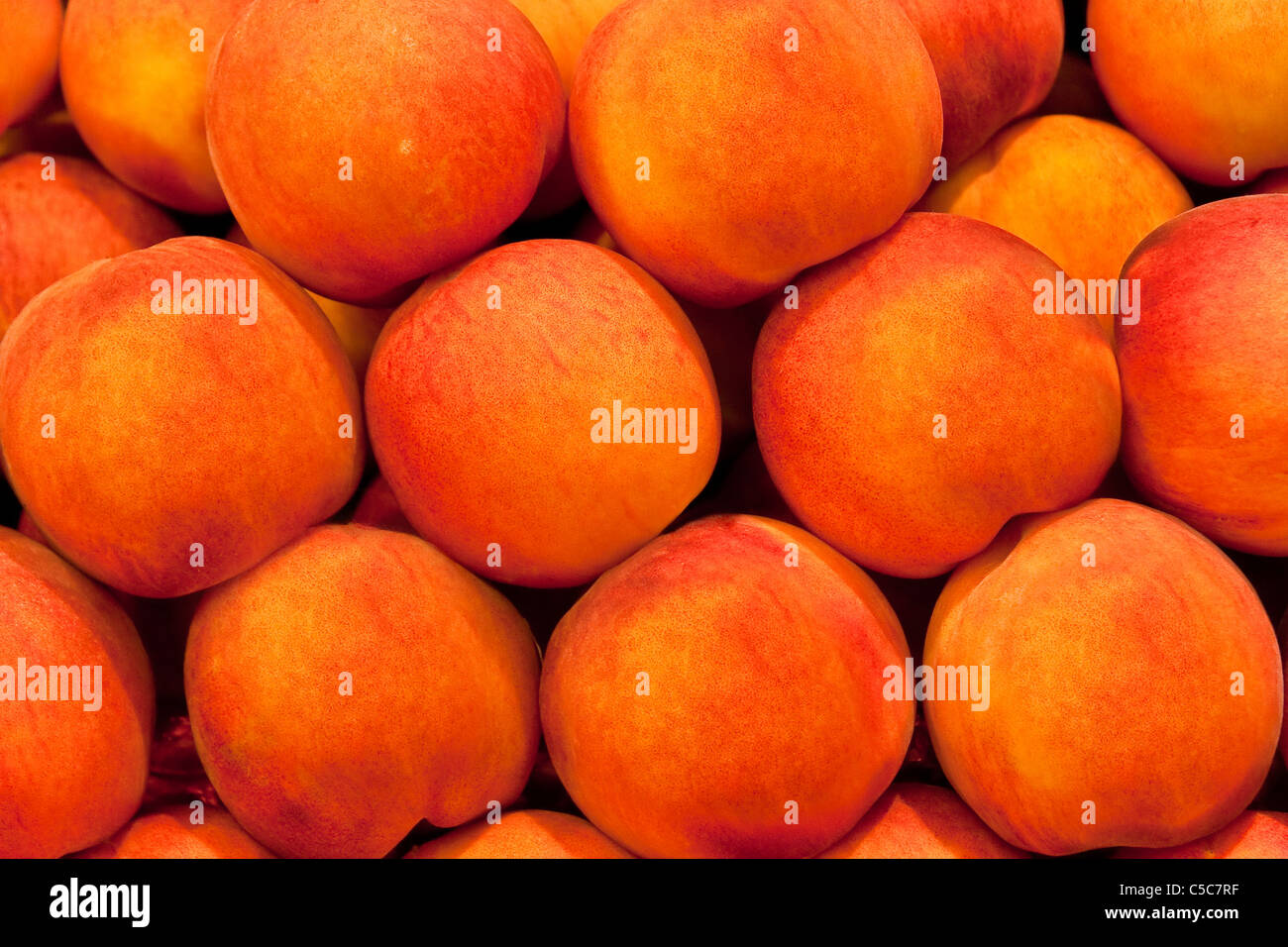 close up of selection of fresh peaches Stock Photo