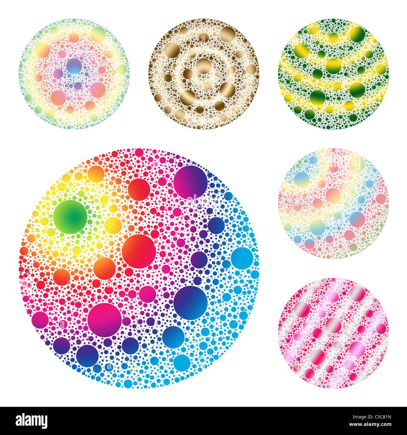 Colorful big dot with different size polka dots Stock Photo - Alamy