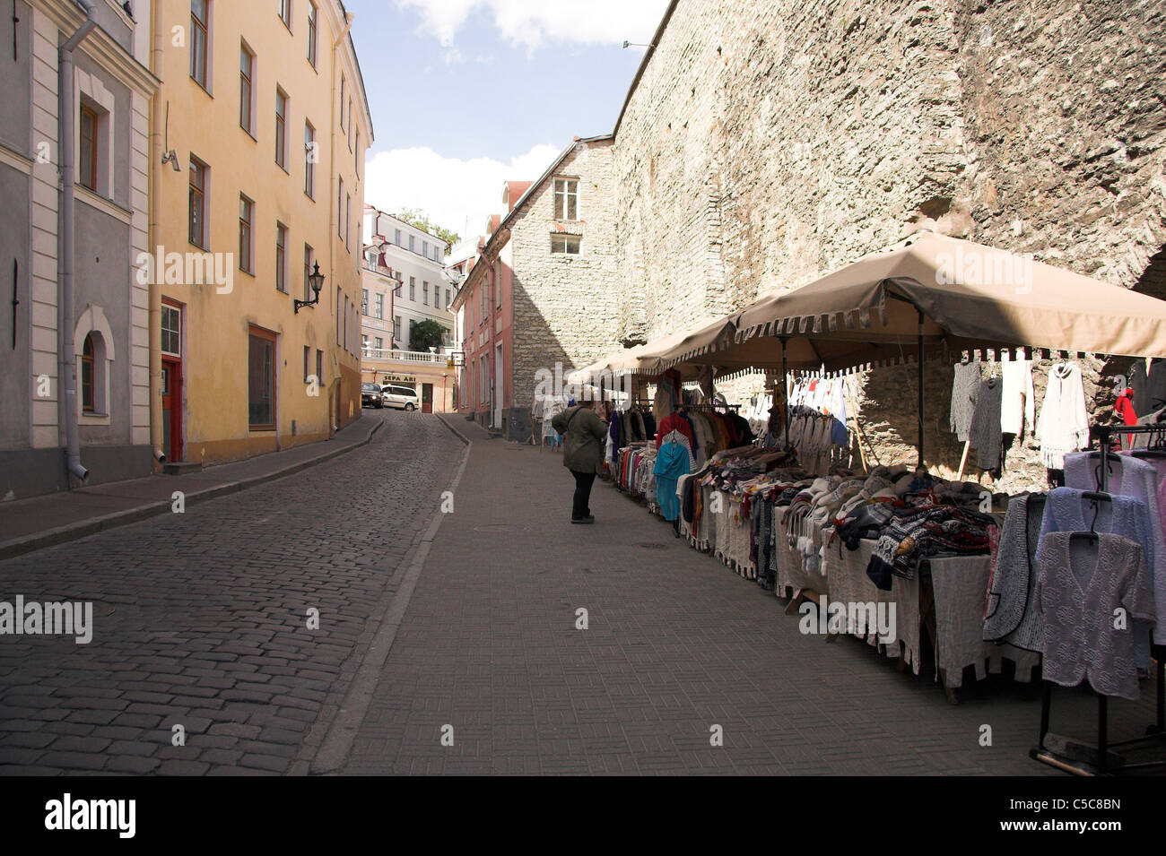 Market Stall Beside The Old City Wall Old Town Tallinn Estonia