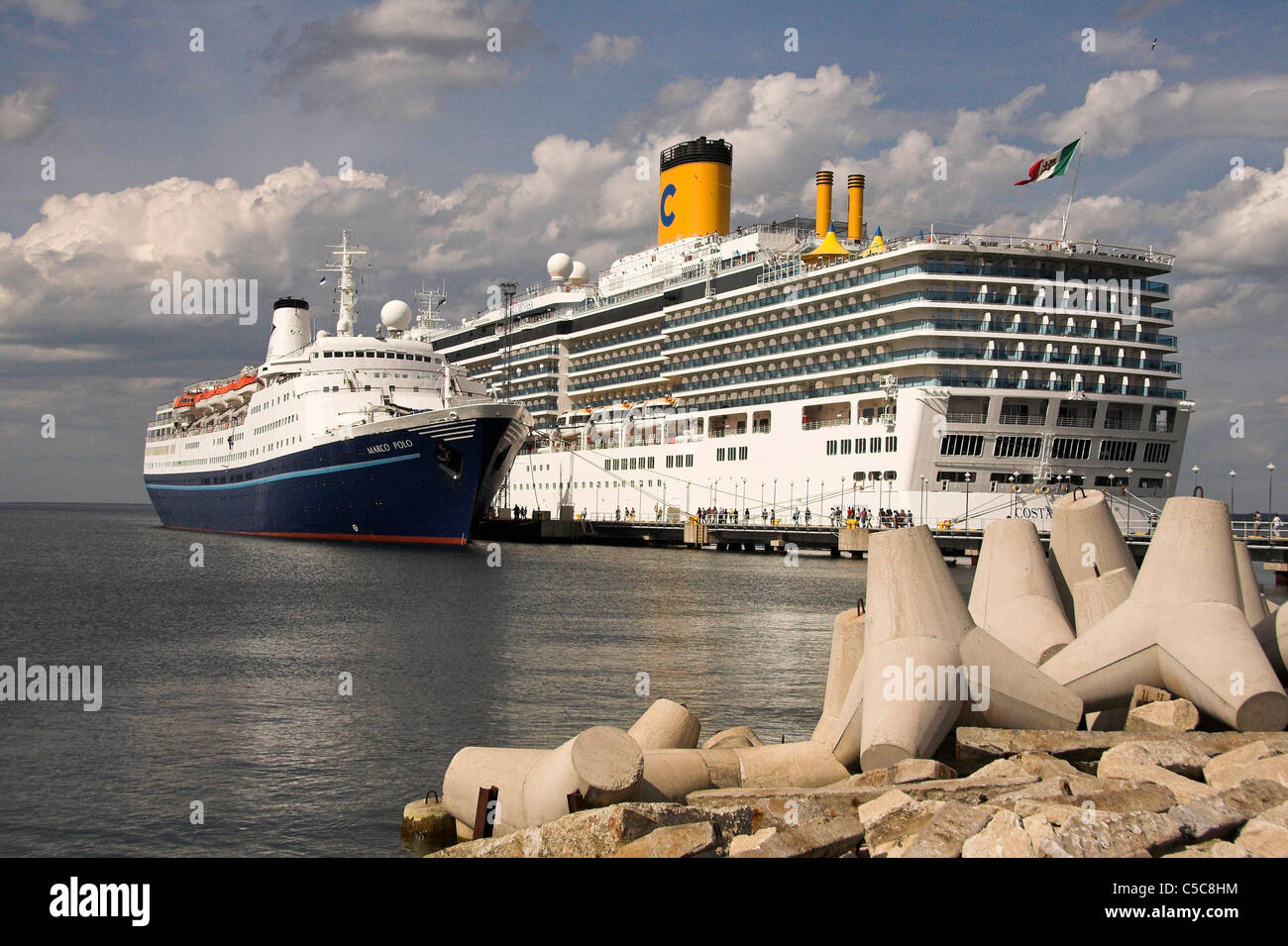 Cruise ships berthed in the Port of Tallinn, Estonia Stock Photo