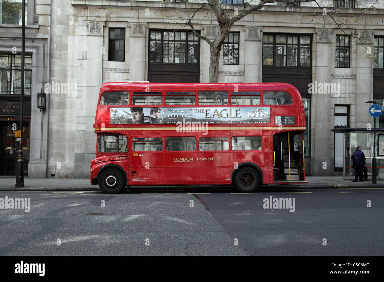 London Transport AEC Routemaster Double-Decker Bus, Side Profile Stock Photo