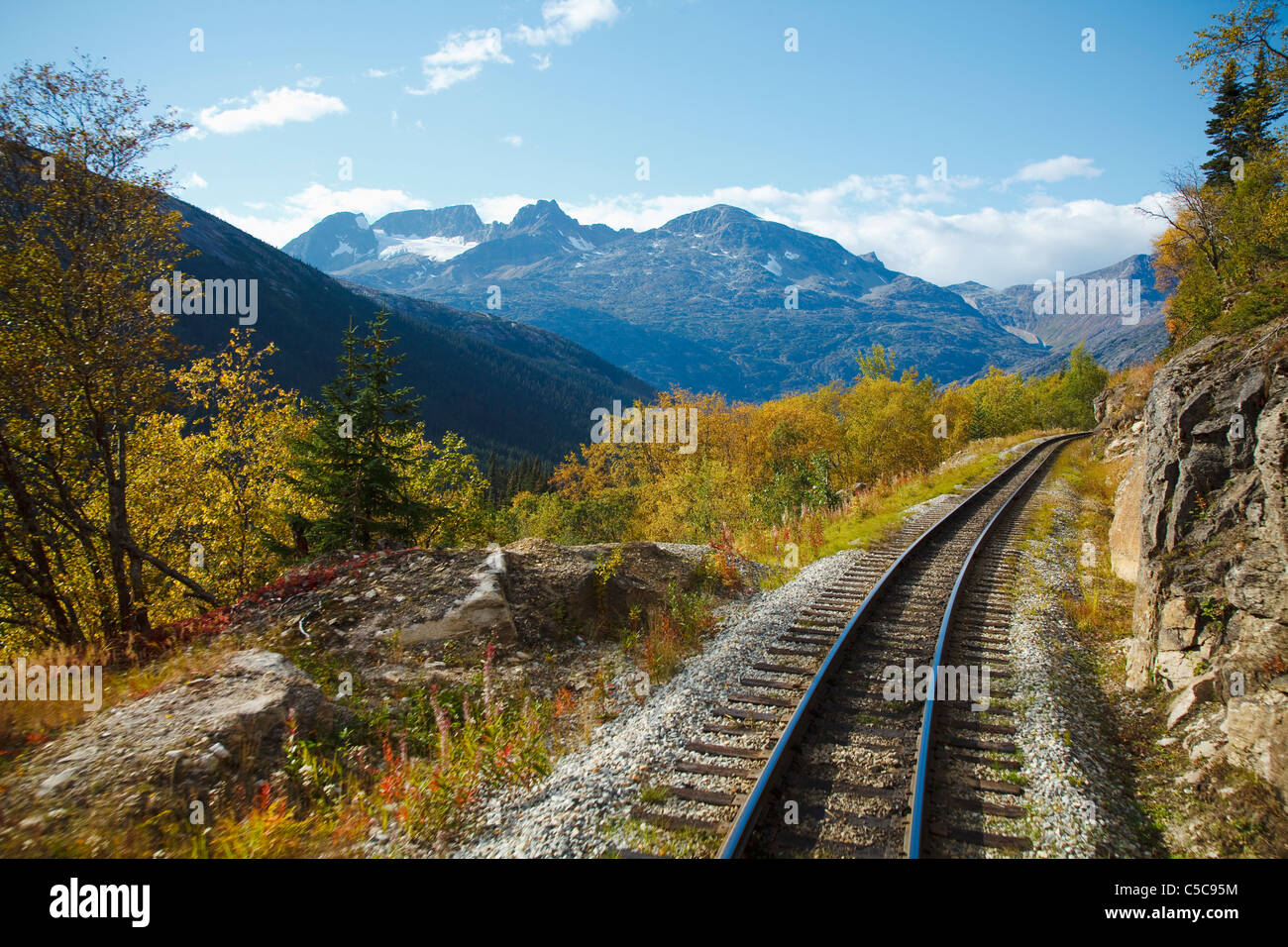 Railroad Along White Pass & Yukon Route; Skagway, Alaska, Usa Stock Photo