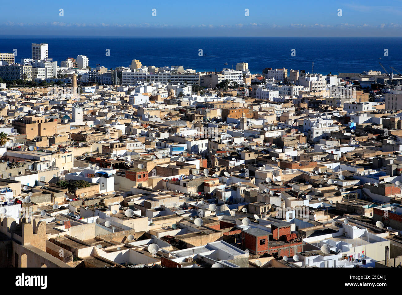 View of city from Kasbah tower, Sousse, Tunisia Stock Photo