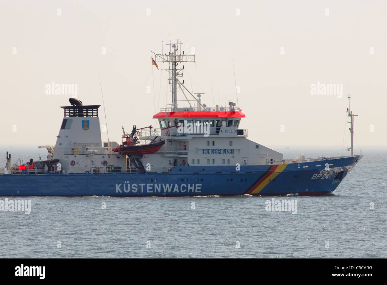 German coast guard on North Sea near Cuxhaven Stock Photo