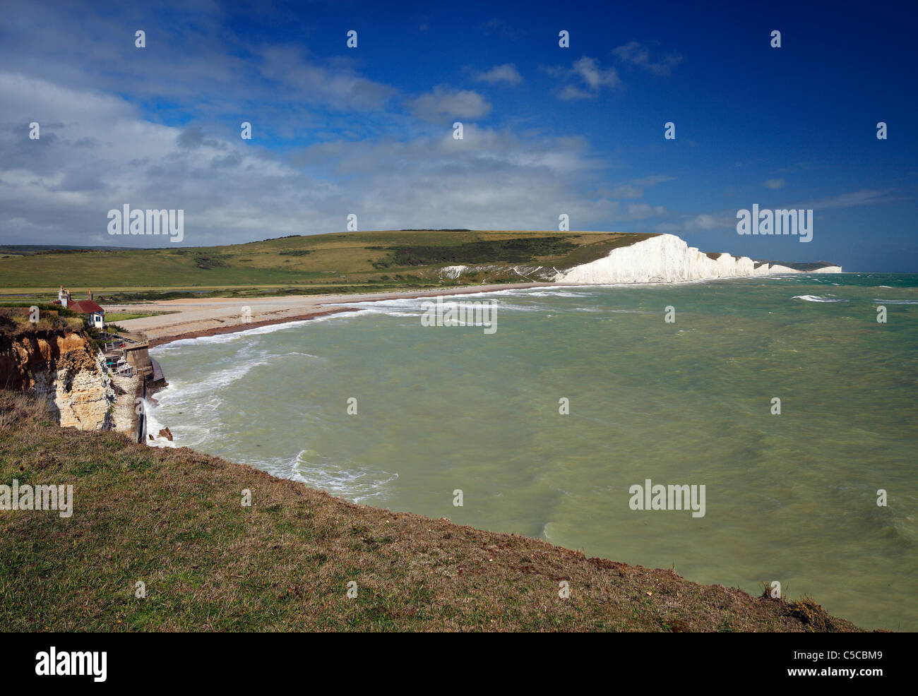 Cuckmere and the seven sisters. Stock Photo