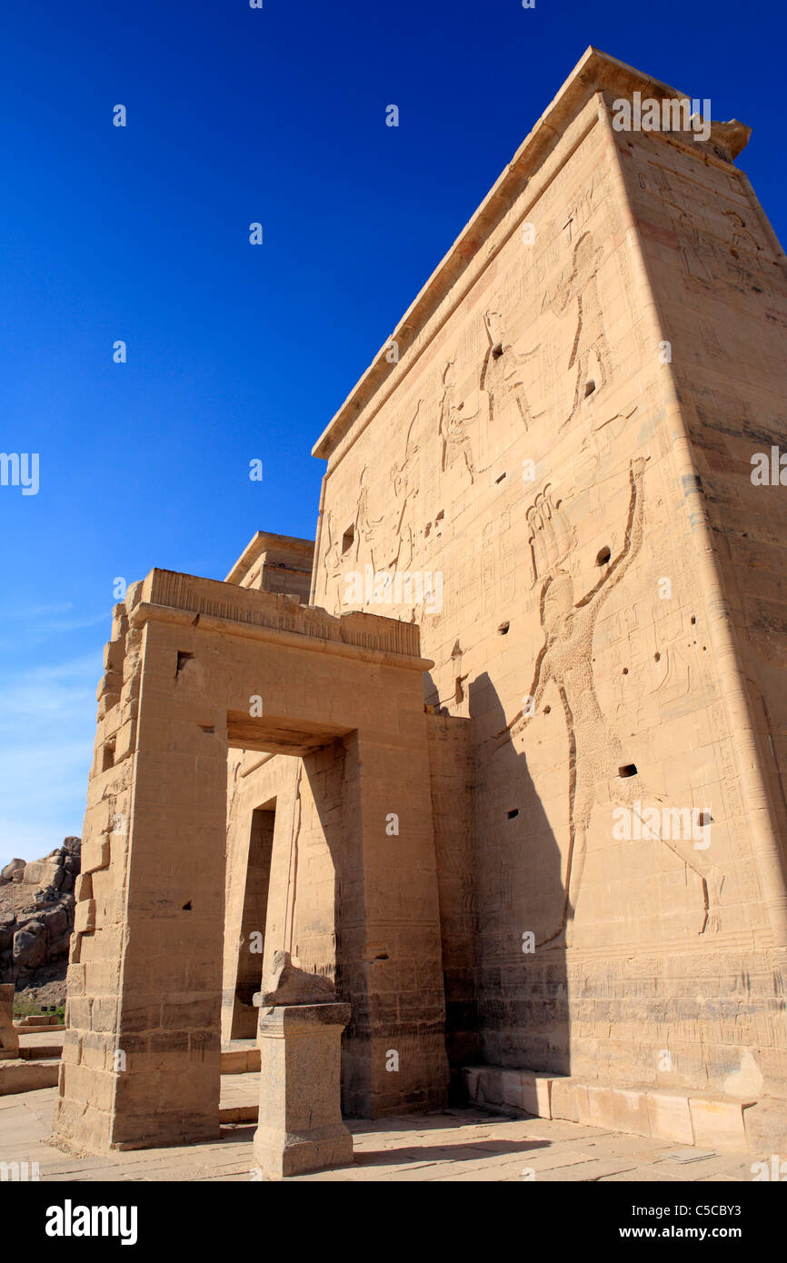 Isis temple (4th century BC), Philae island, Aswan, Egypt Stock Photo