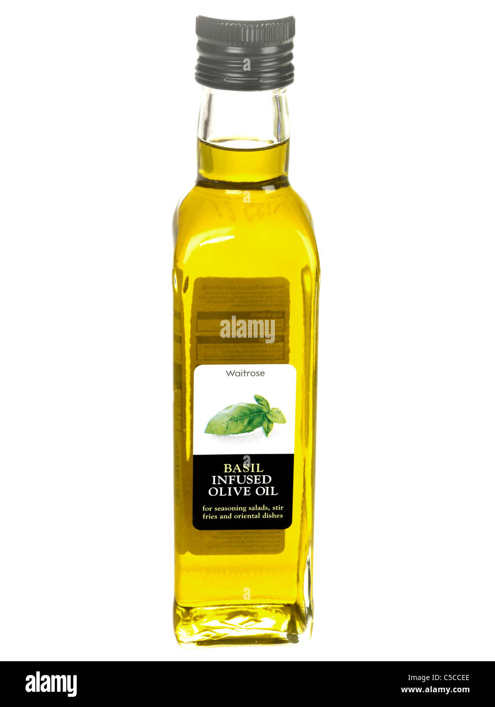 Waitrose basil infused olive oil bottle hires stock photography and