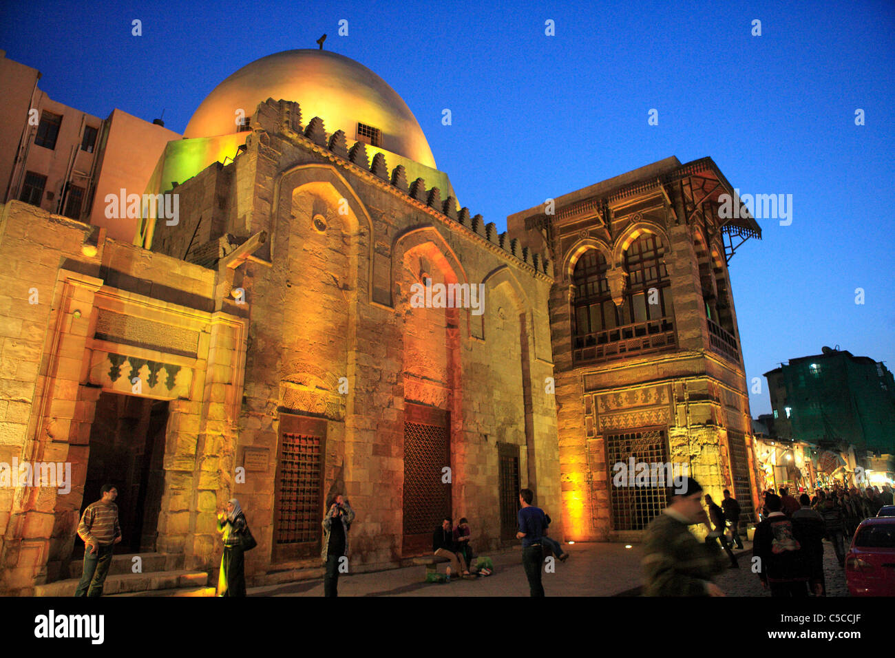 Sultan Qalawun mausoleum (1285) at night, Cairo, Egypt Stock Photo