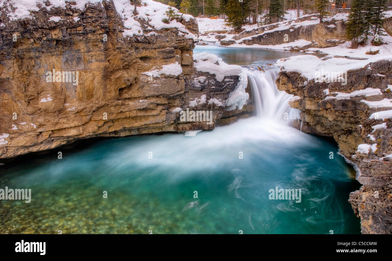 Partially Frozen Waterfall In The Canadian Rockies; Bragg Creek ...