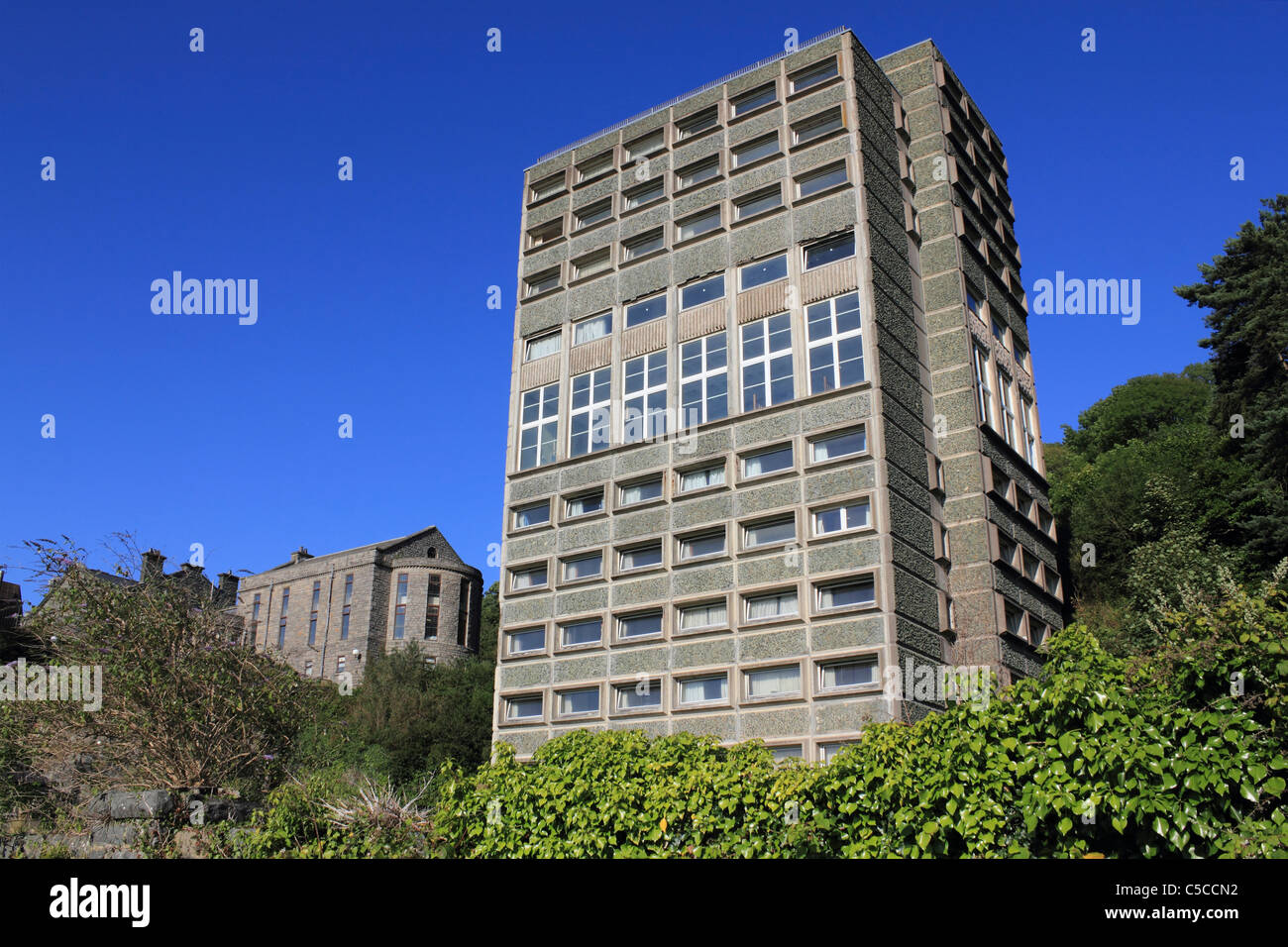 Coleg Harlech’s Hall of Residence is an eleven storey tower block, Harlech, Gwynedd, Wales UK Stock Photo