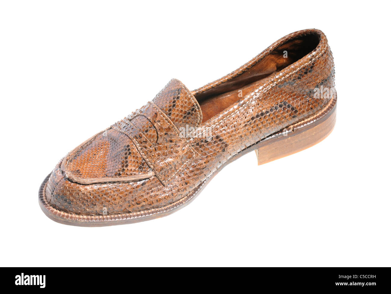 illegal endangered species product from CITES list - African rock python (Python sebae) snake leather shoe Stock Photo