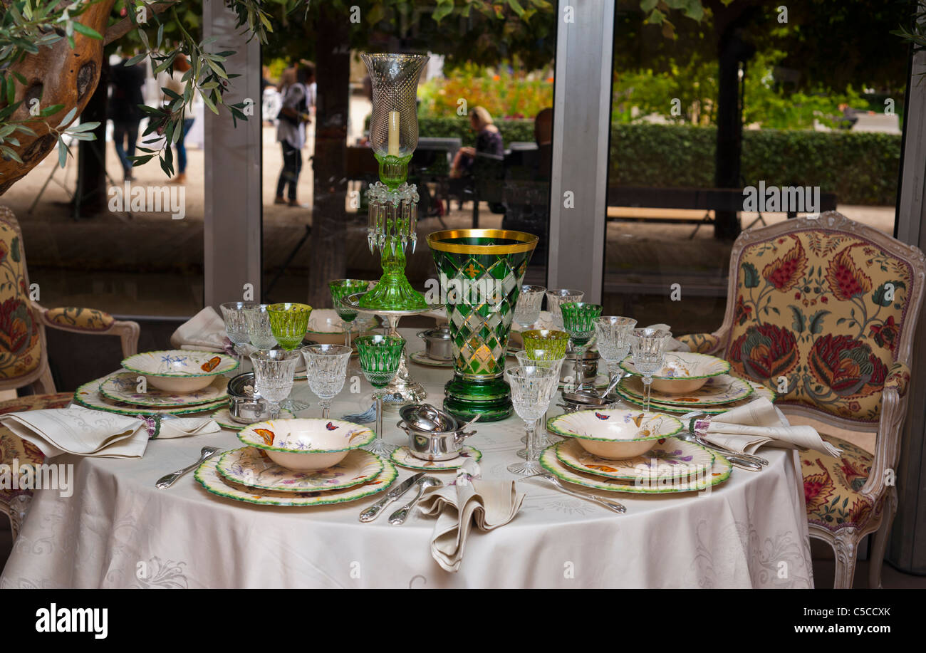 Paris, France, Luxury French Table Setting, Lorraine 'Terre de Luxe', Collection Companies Stock Photo