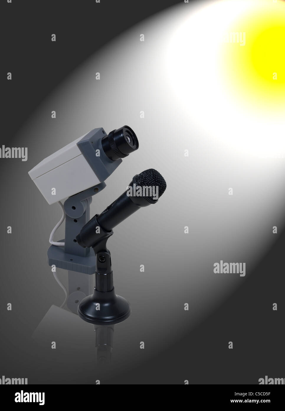 Audio microphone and Video Camera used to amplify and record