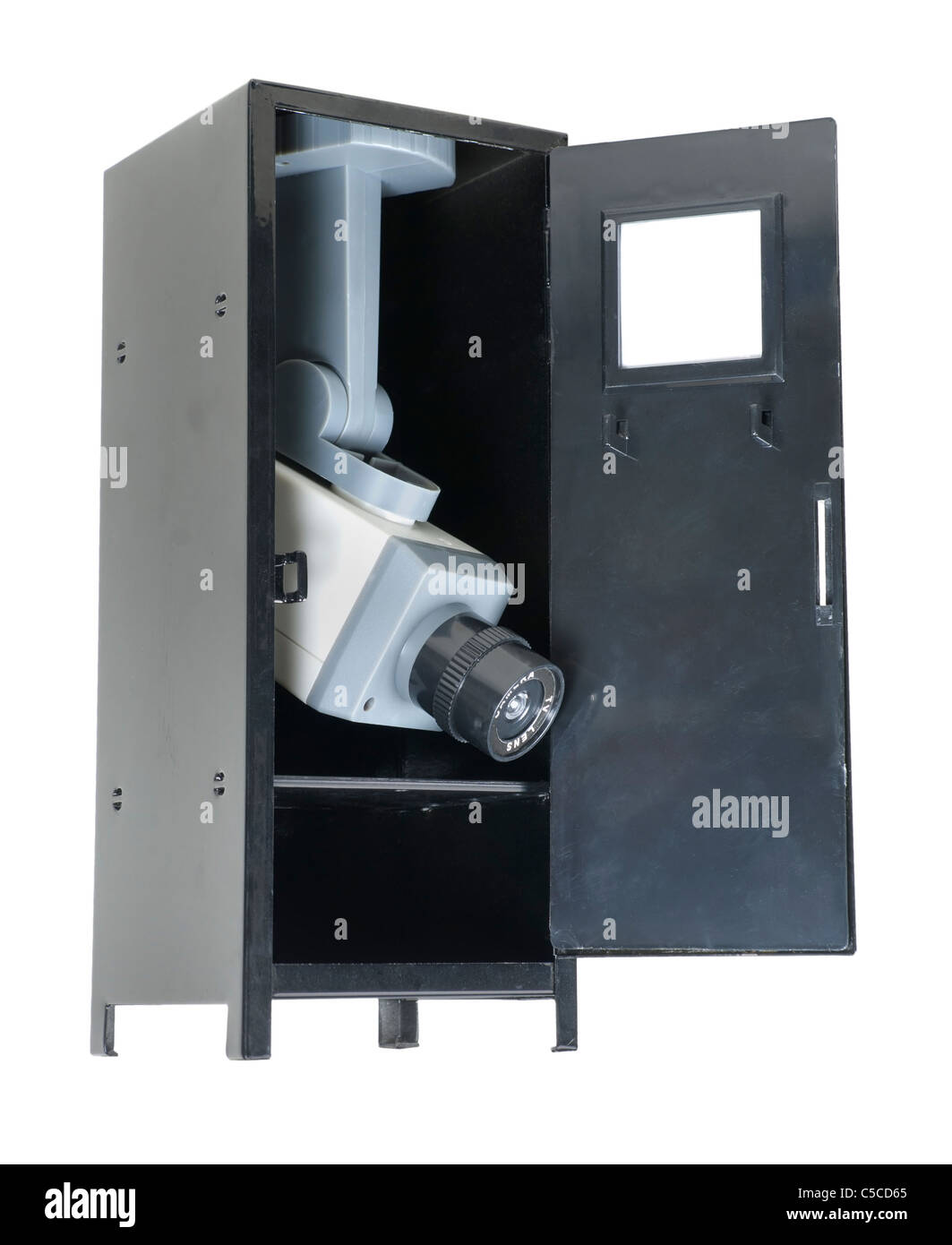 School security shown by closecaptioned security camera in a locker