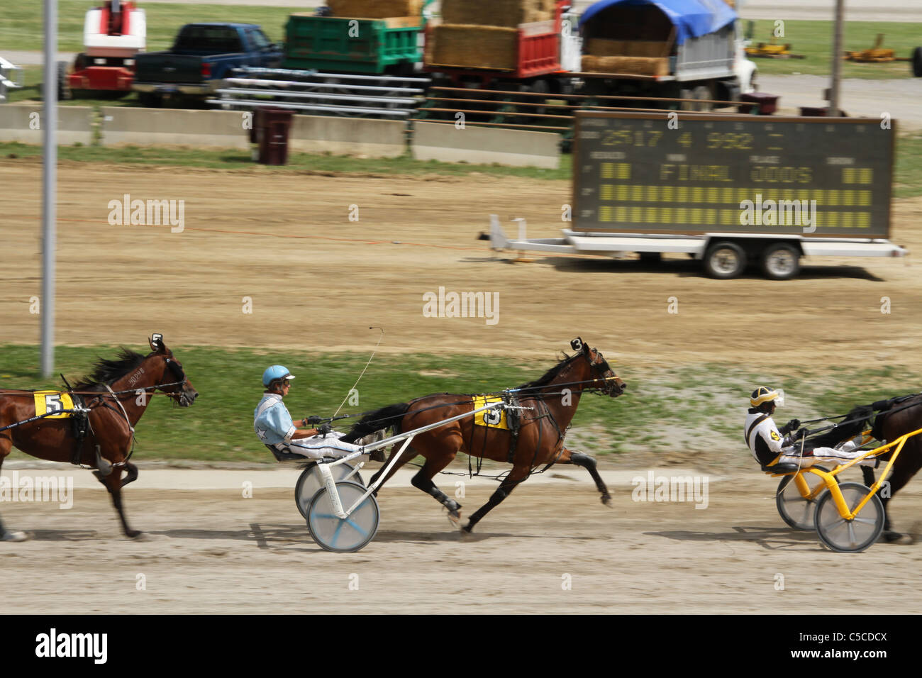 Harness Racing. Horse Racing. Canfield Fair. Mahoning County Fair. Canfield, Ohio, USA. Stock Photo