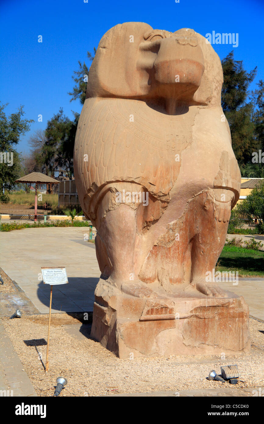 Statue of the god Thoth as a baboon (14th century BC), Hermopolis (al-Ashmunein), Egypt Stock Photo