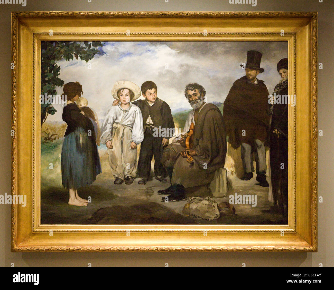 "The Old Musician" by Edouard 1862 Stock Photo