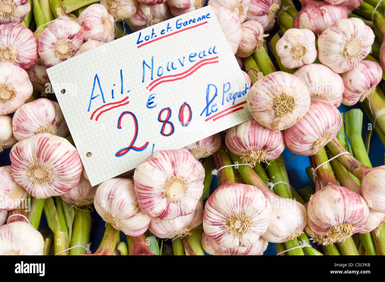Market produce at the Saturday market in Sarlat-la-Canéda Stock Photo