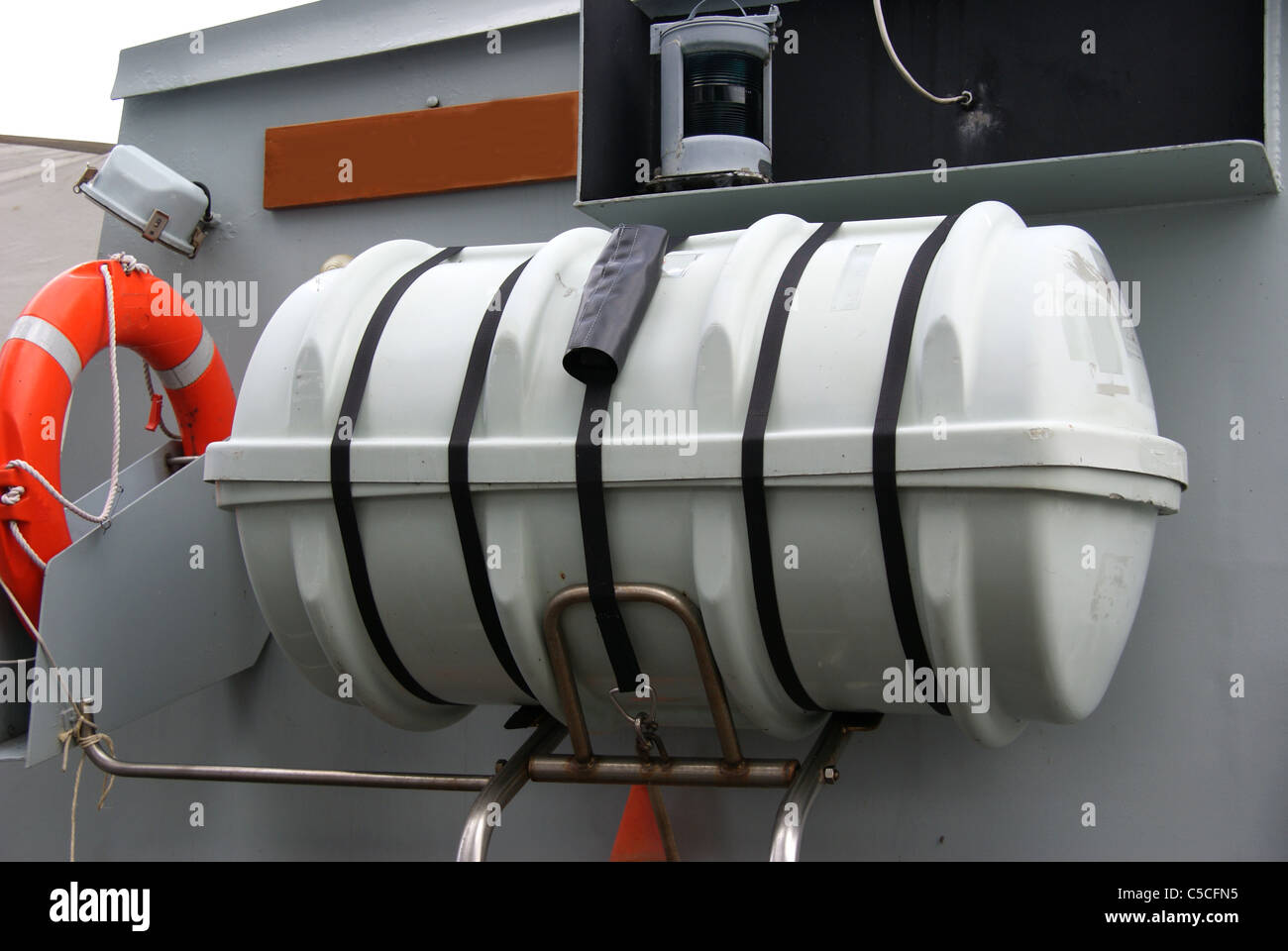 Liferaft save lives during an accident at sea Stock Photo - Alamy