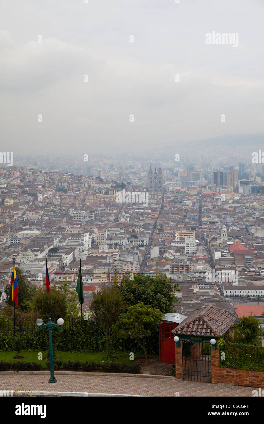 View over Quito, Ecuador, from the Mirador de Panecillo Stock Photo