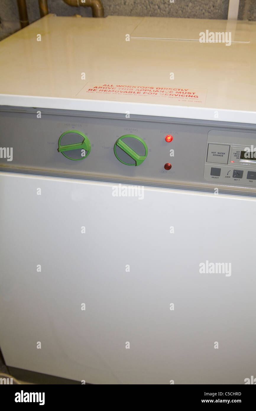 Combi boiler powered by oil to heat domestic water switched on and