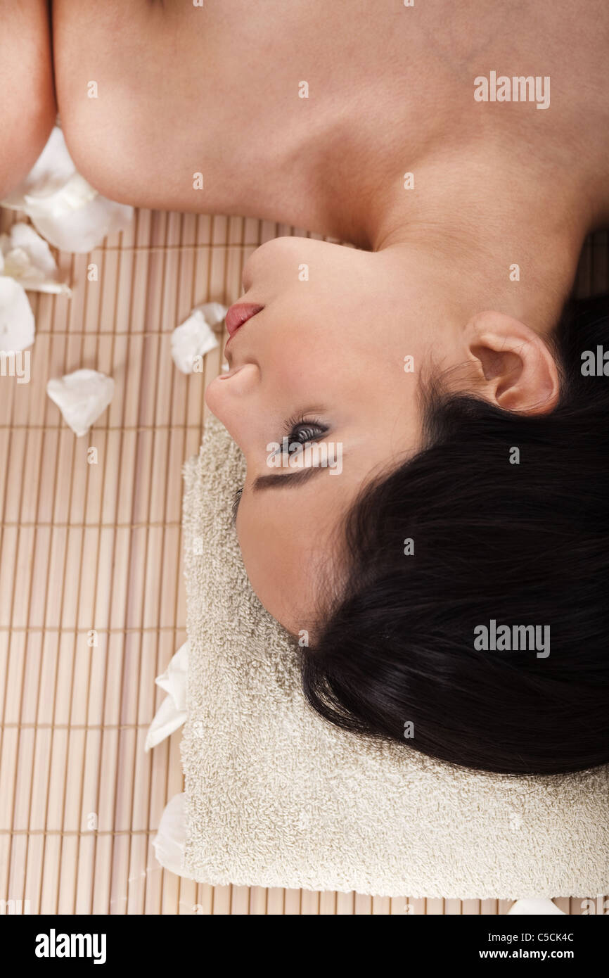Beautiful woman getting spa treatment in a resort Stock Photo