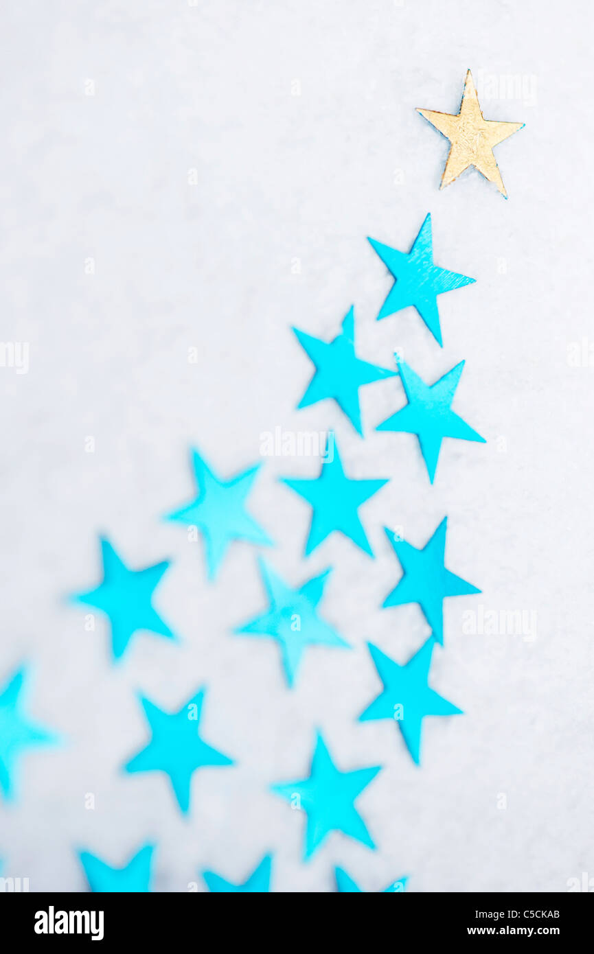 Shooting stars on snow pattern Stock Photo