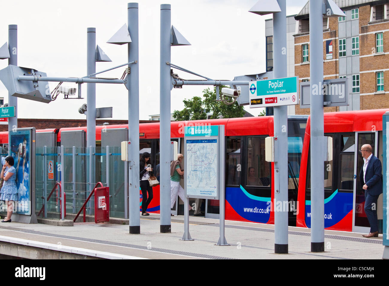 DLR Train at Poplar station Stock Photo Alamy