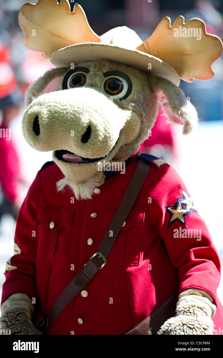 Mascot at Rope Square, downtown Calgary during Stampede Week Stock