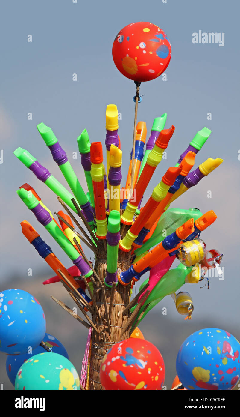 Flutes, Toys, Balloons for sell, India Stock Photo - Alamy