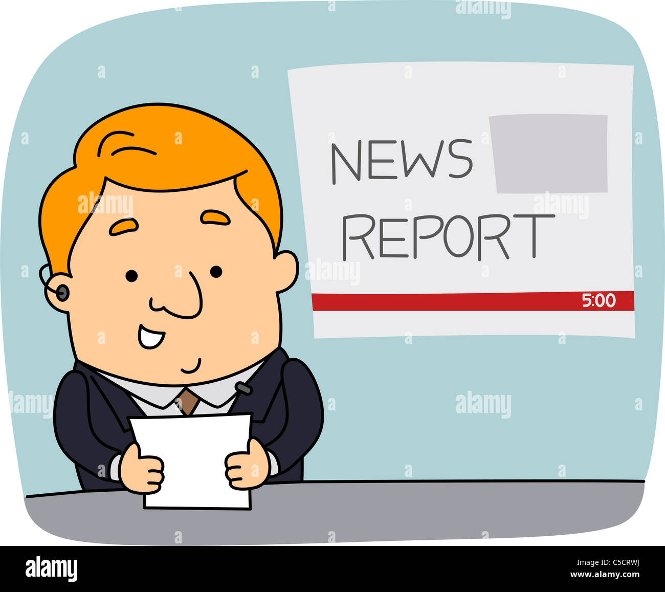 Illustration of a Newscaster at Work Stock Photo Alamy