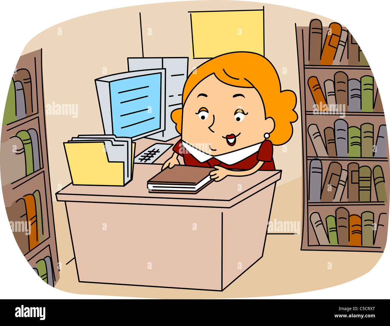 Illustration of a Librarian at Work Stock Photo