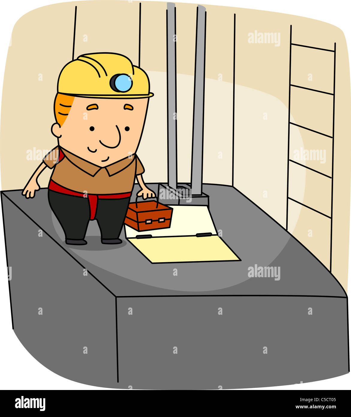 Illustration of an Elevator Mechanic at Work Stock Photo Alamy