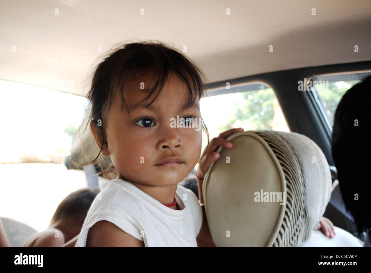 in the car, travelling, looking, wonder, Cambodia, Cambodian Stock Photo