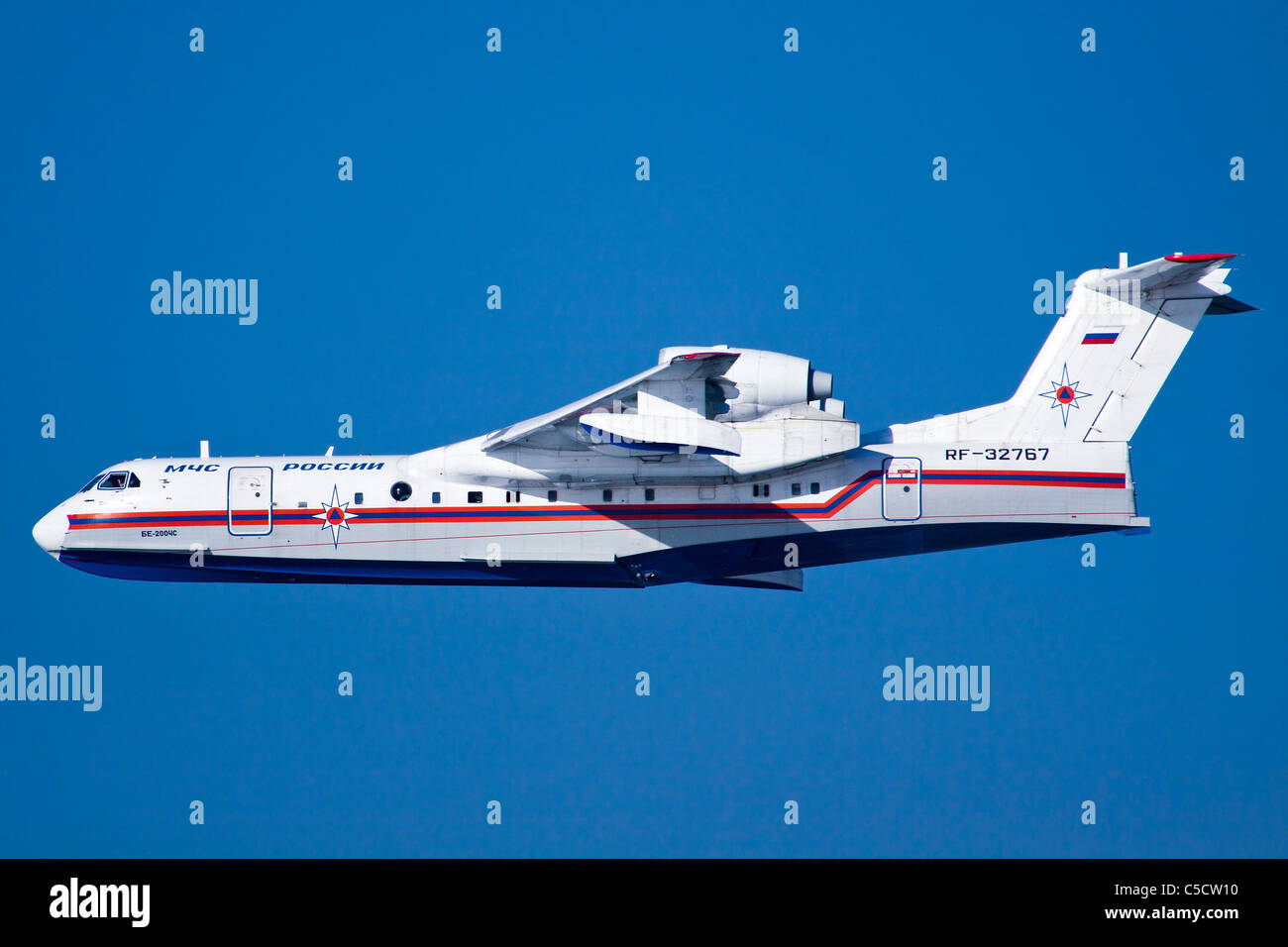 Russian Beriev-200 fire fighting plane Stock Photo