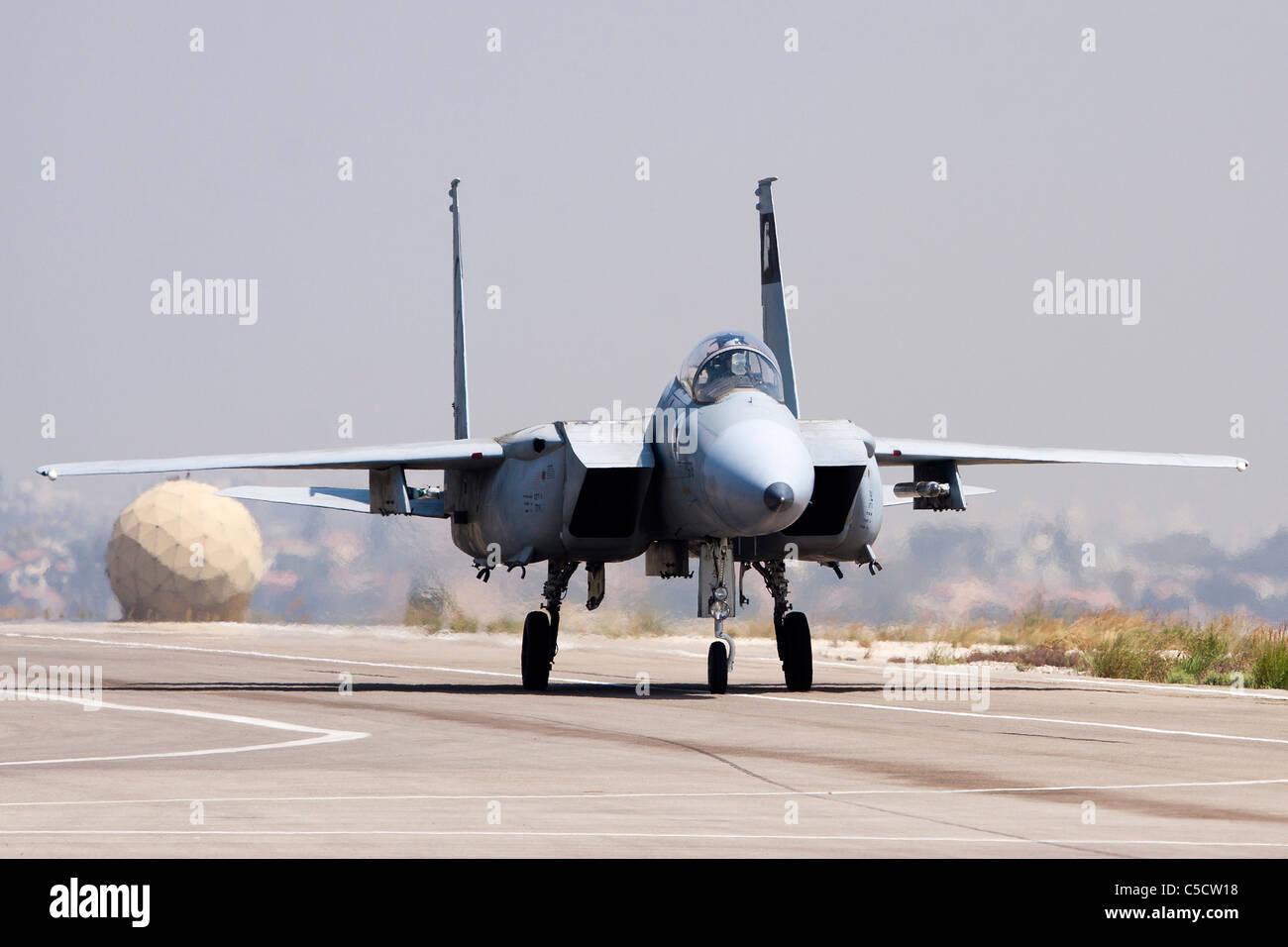 Israeli Air force F-15C Fighter jet landing Stock Photo