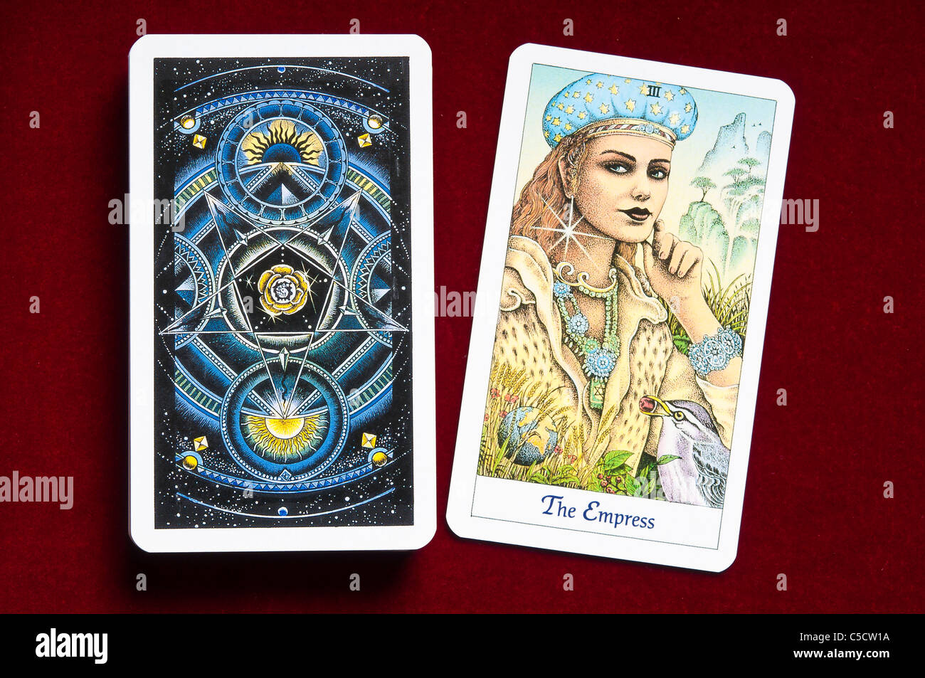 a tarot card of the Empress Stock Photo